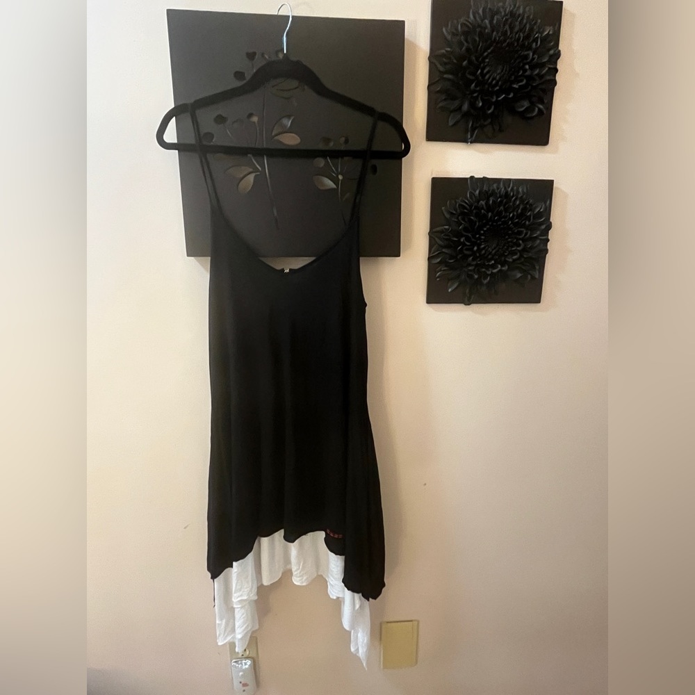 Peace Love Boheme black and white spaghetti strap summer dress.